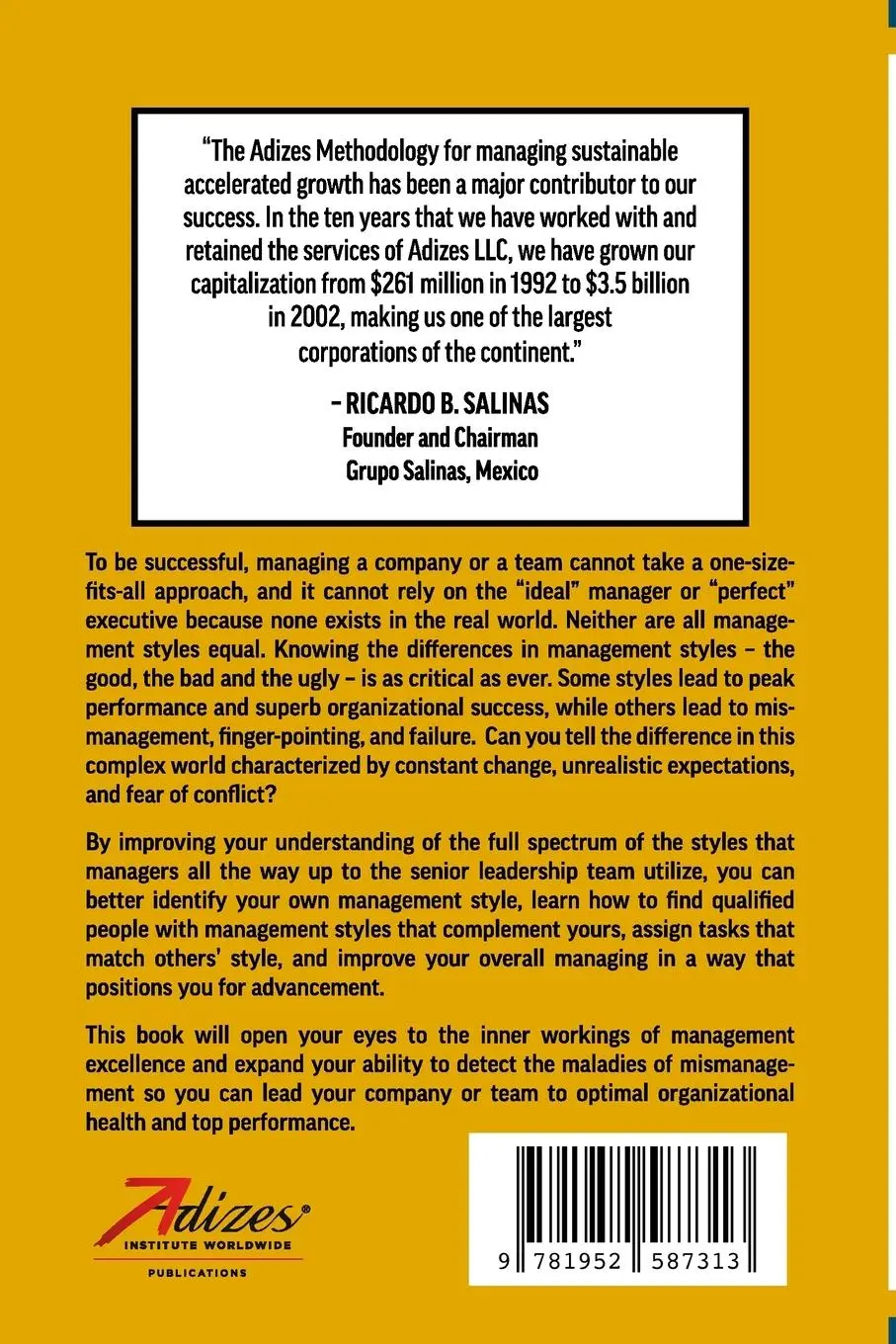 Rückseite: 9781952587313 | Management/Mismanagement Styles | Ichak K. Adizes | Taschenbuch | 2023