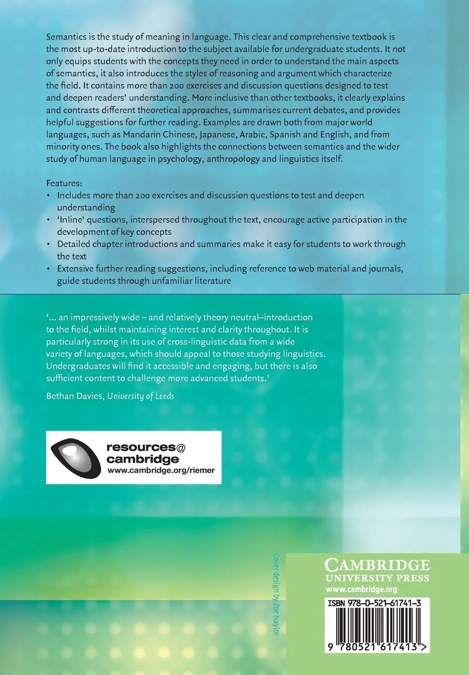 Rückseite: 9780521617413 | Introducing Semantics | Nick Riemer | Taschenbuch | 460 S. | Englisch