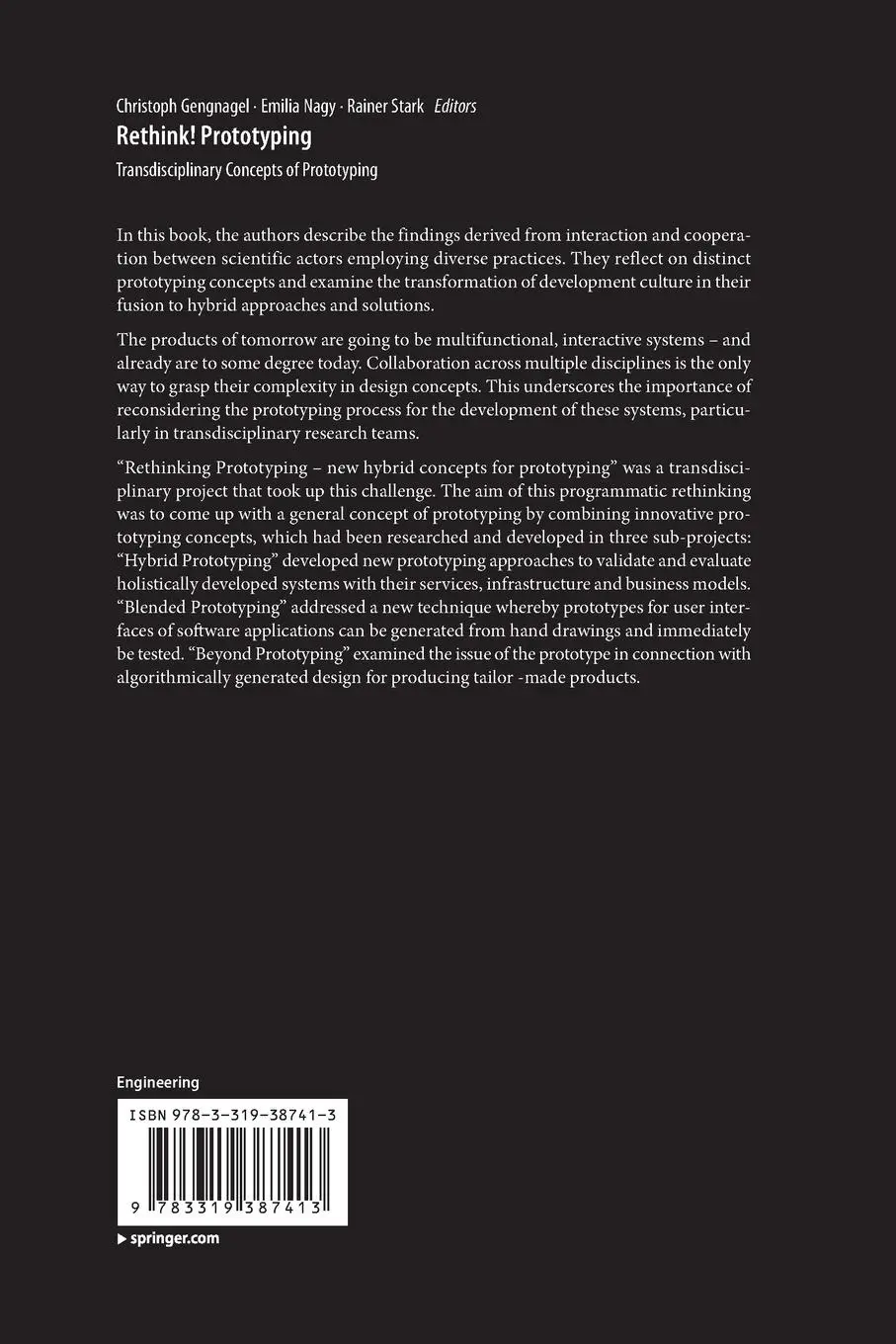 Rückseite: 9783319387413 | Rethink! Prototyping | Transdisciplinary Concepts of Prototyping | xiv