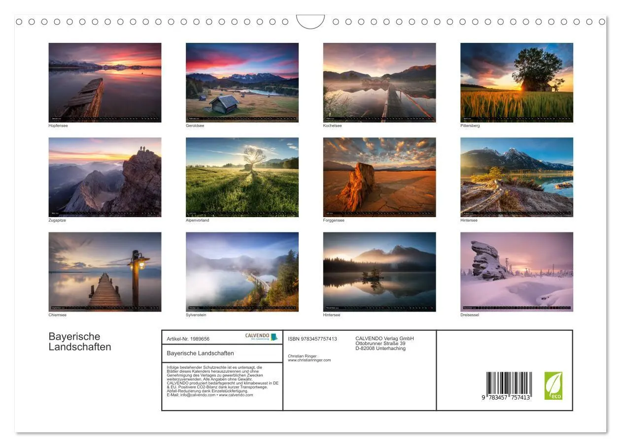 Bild: 9783457757413 | Bayerische Landschaften (Wandkalender 2026 DIN A3 quer), CALVENDO...