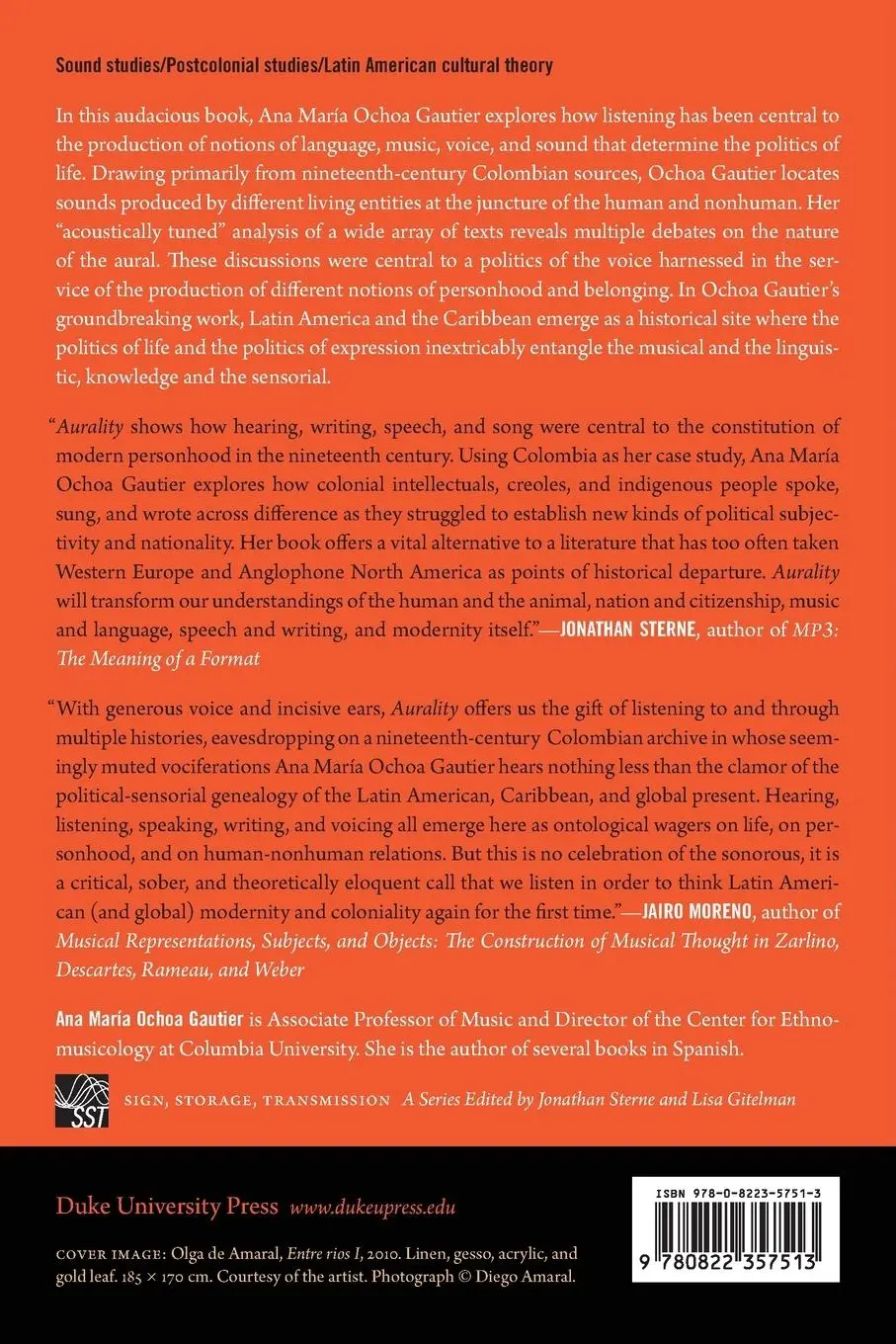 Rückseite: 9780822357513 | Aurality | Listening and Knowledge in Nineteenth-Century Colombia