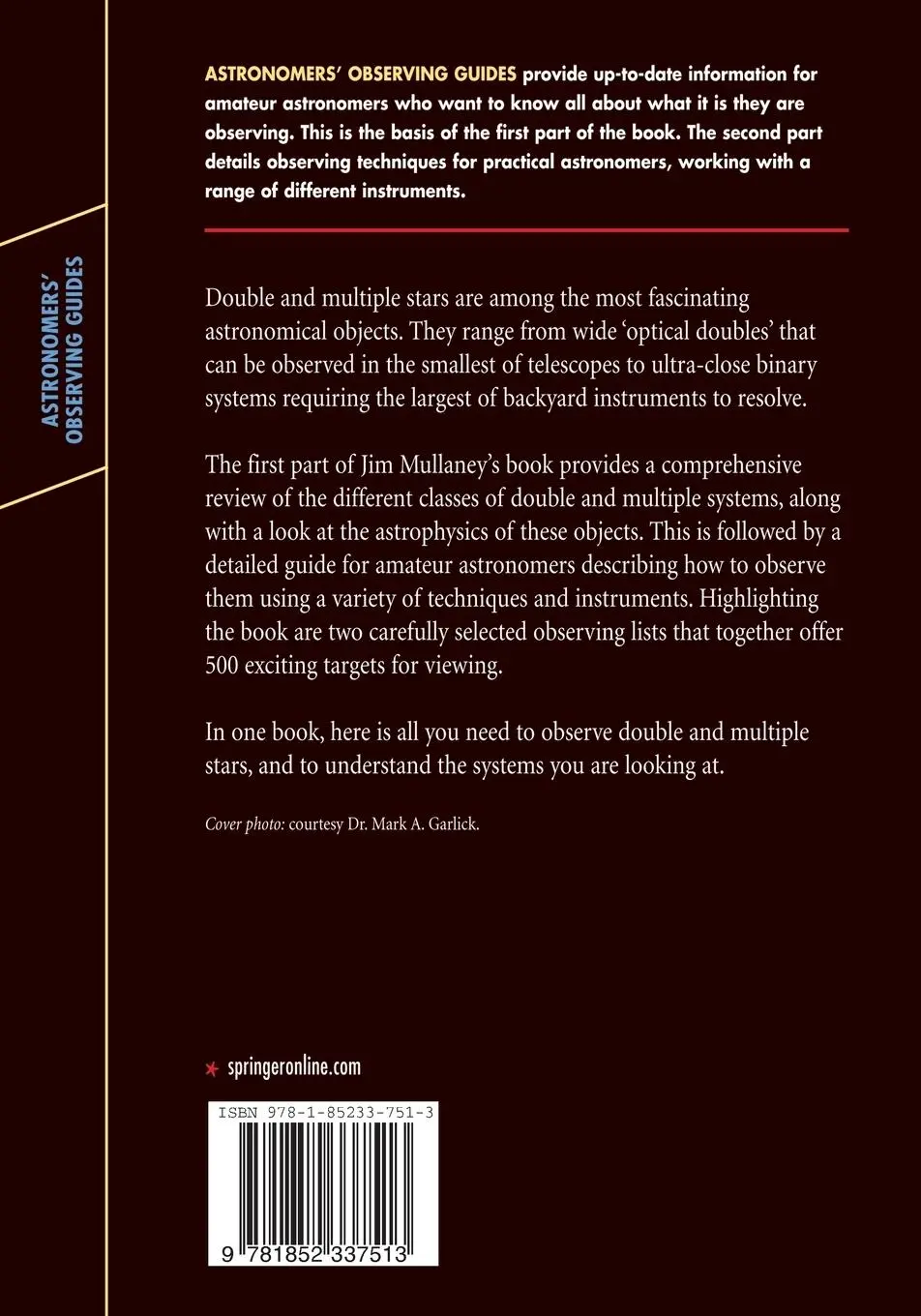 Rückseite: 9781852337513 | Double &amp; Multiple Stars, and How to Observe Them | James Mullaney | x