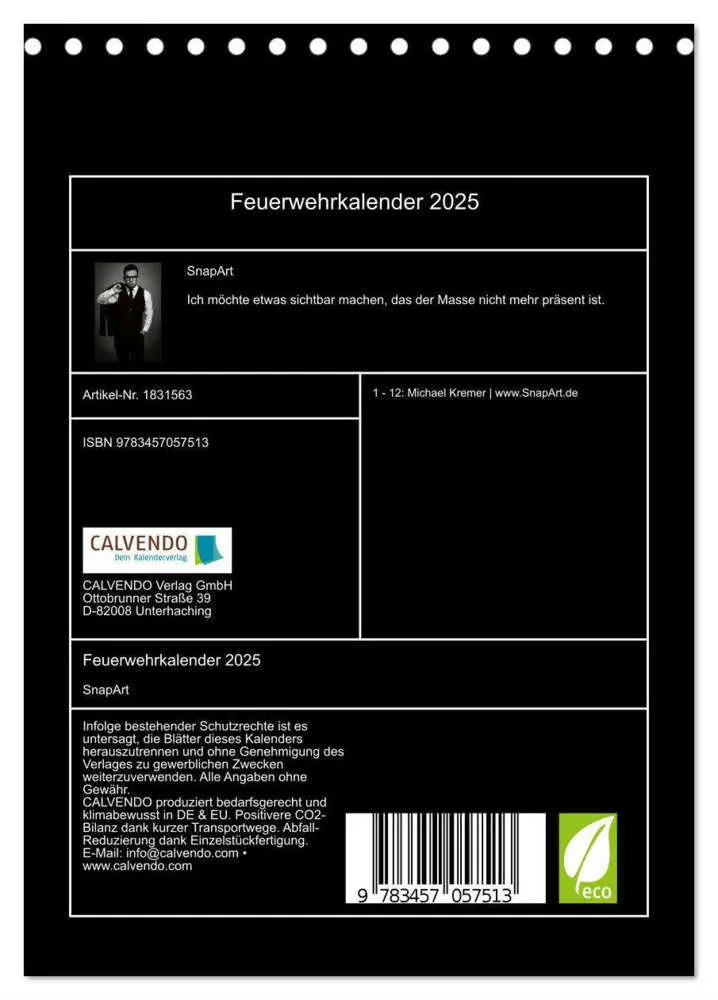 Bild: 9783457057513 | Feuerwehrkalender 2025 (Tischkalender 2025 DIN A5 hoch), CALVENDO...