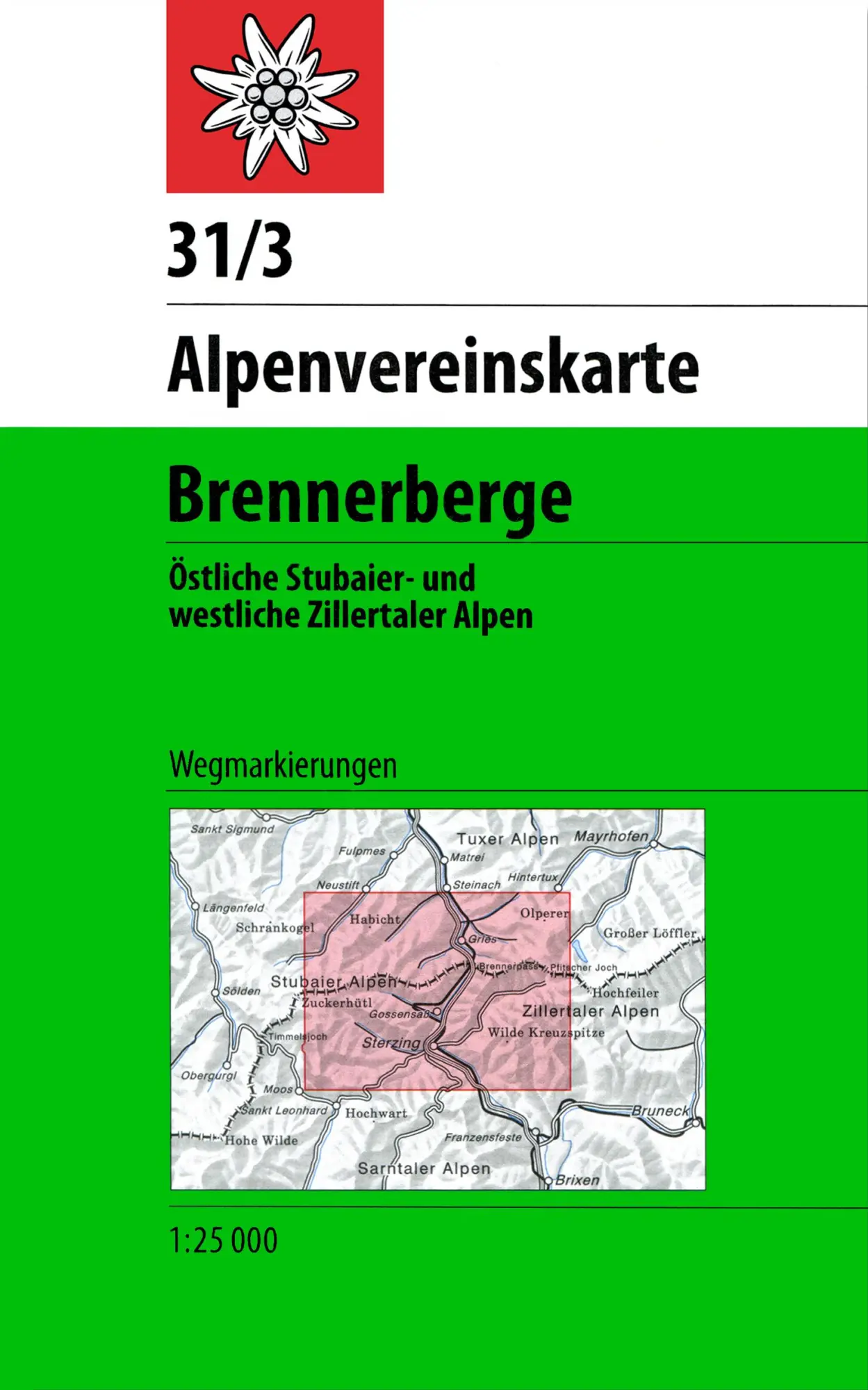 Cover: 9783928777513 | DAV Alpenvereinskarte 31/3 Brennerberge 1 : 50 000 Wegmarkierungen