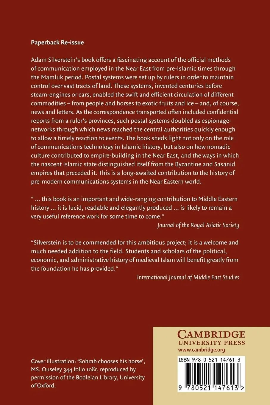 Rückseite: 9780521147613 | Postal Systems in the Pre-Modern Islamic World | Adam J. Silverstein