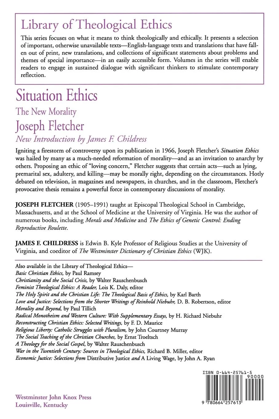 Rückseite: 9780664257613 | Situation Ethics | A New Morality | Joseph F. Fletcher | Taschenbuch