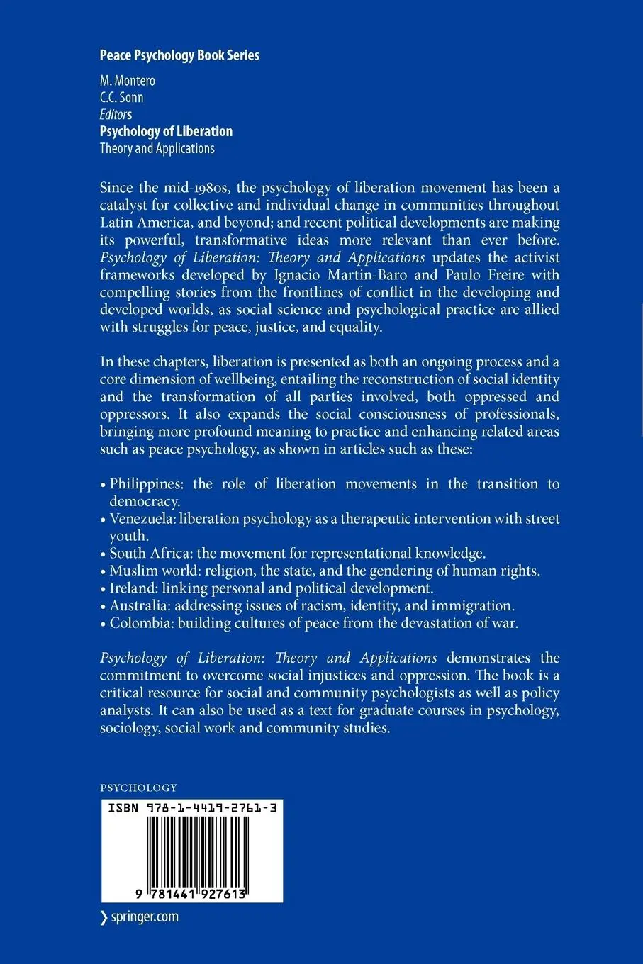 Rückseite: 9781441927613 | Psychology of Liberation | Theory and Applications | Montero (u. a.)
