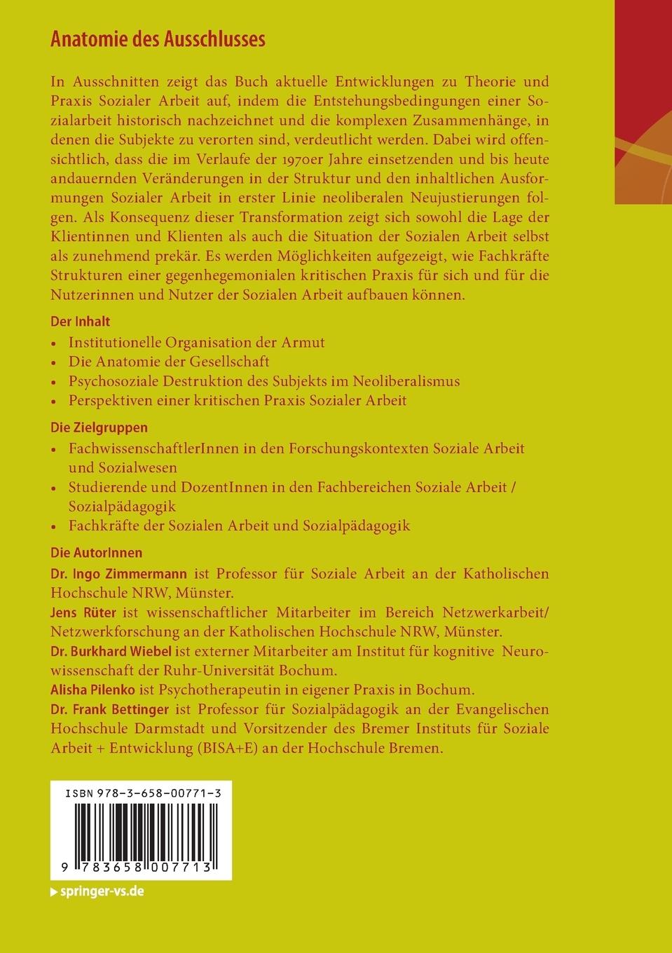 Rückseite: 9783658007713 | Anatomie des Ausschlusses | Ingo Zimmermann (u. a.) | Taschenbuch | x