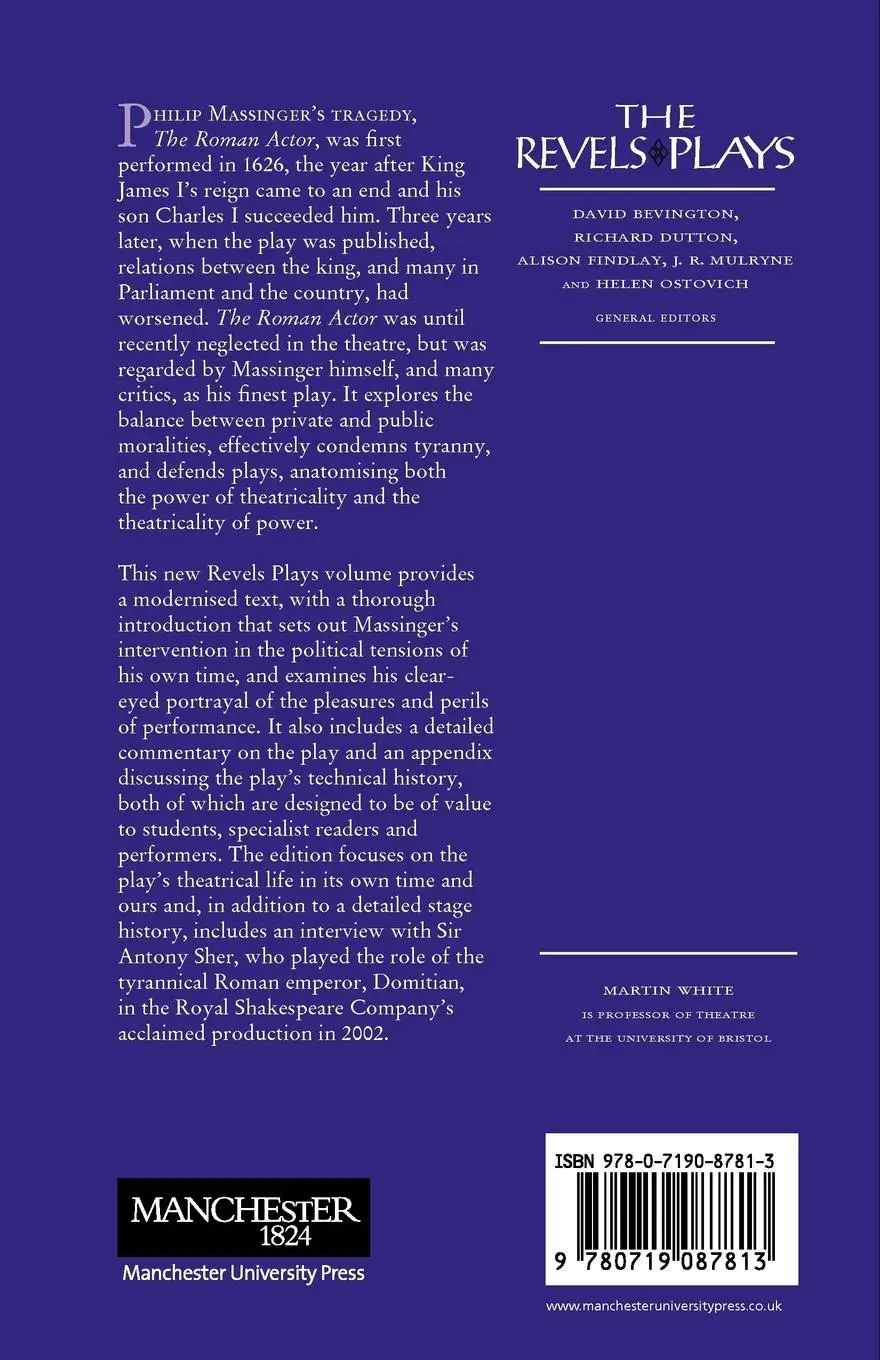 Rückseite: 9780719087813 | The Roman Actor | By Philip Massinger | Martin White | Taschenbuch