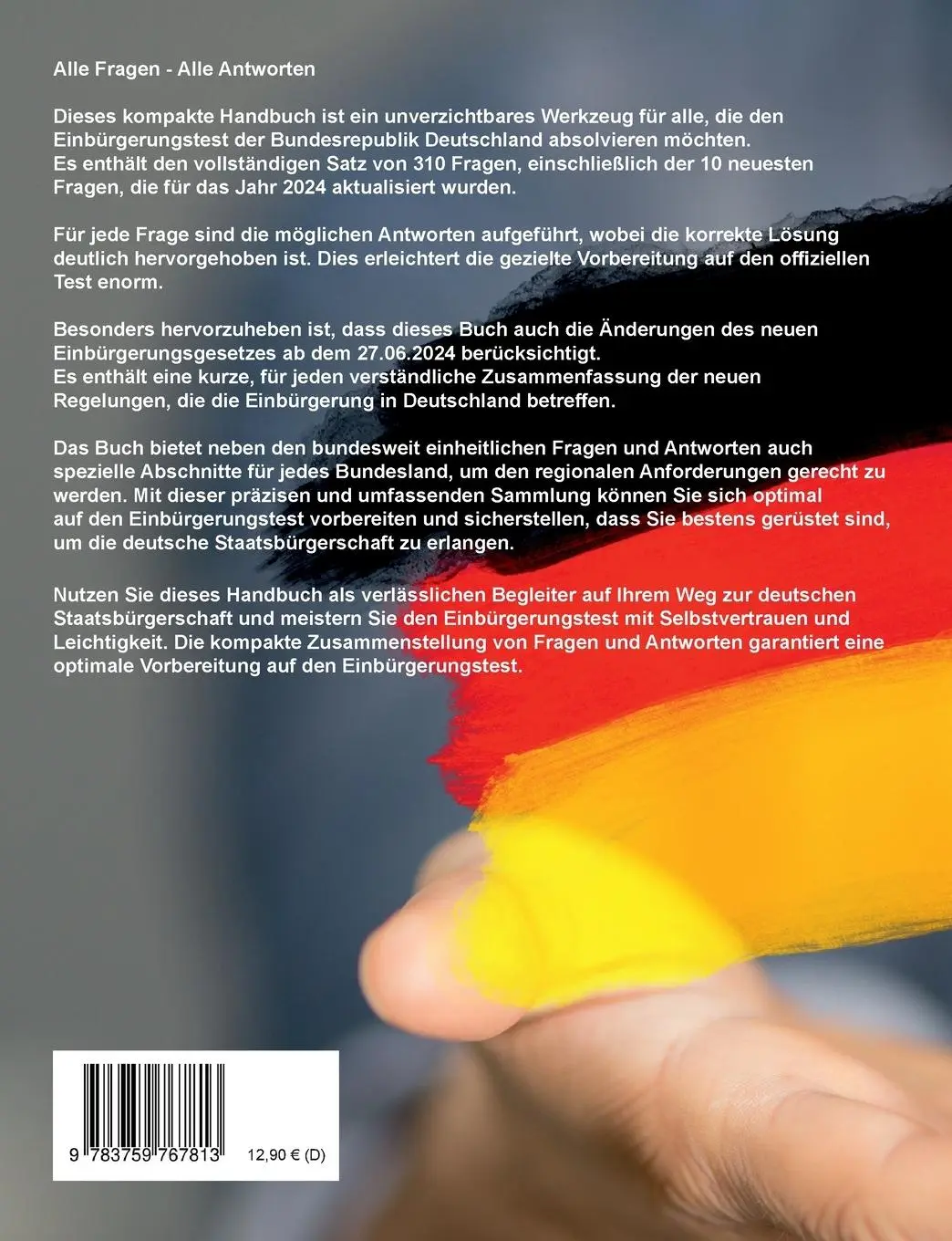 Rückseite: 9783759767813 | Einbürgerungstest 2024 - Alle Fragen - Alle Antworten | Andreas Meyer