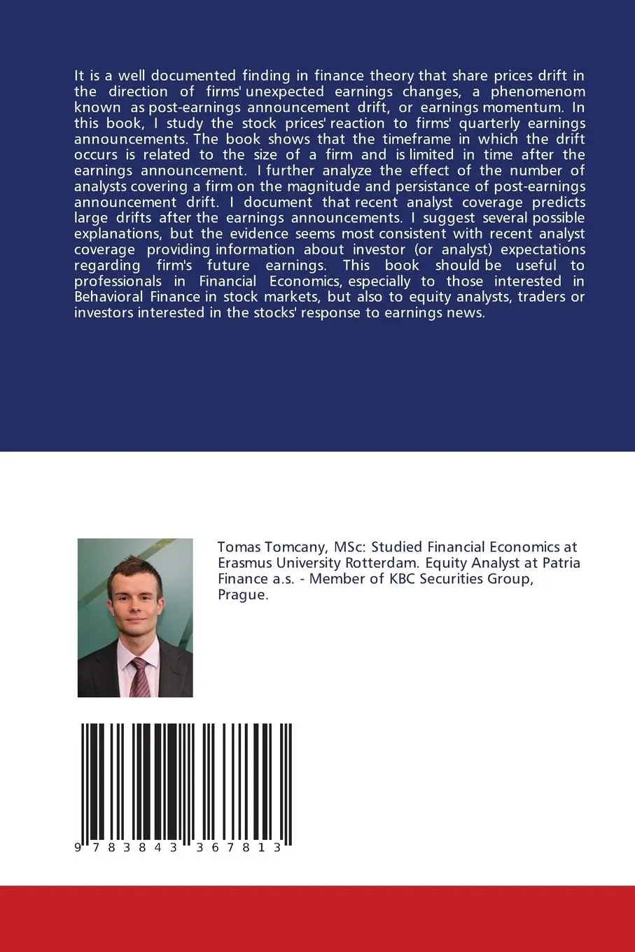 Rückseite: 9783843367813 | Post-Earnings Announcement Drift | Tomas Tomcany | Taschenbuch | 92 S.