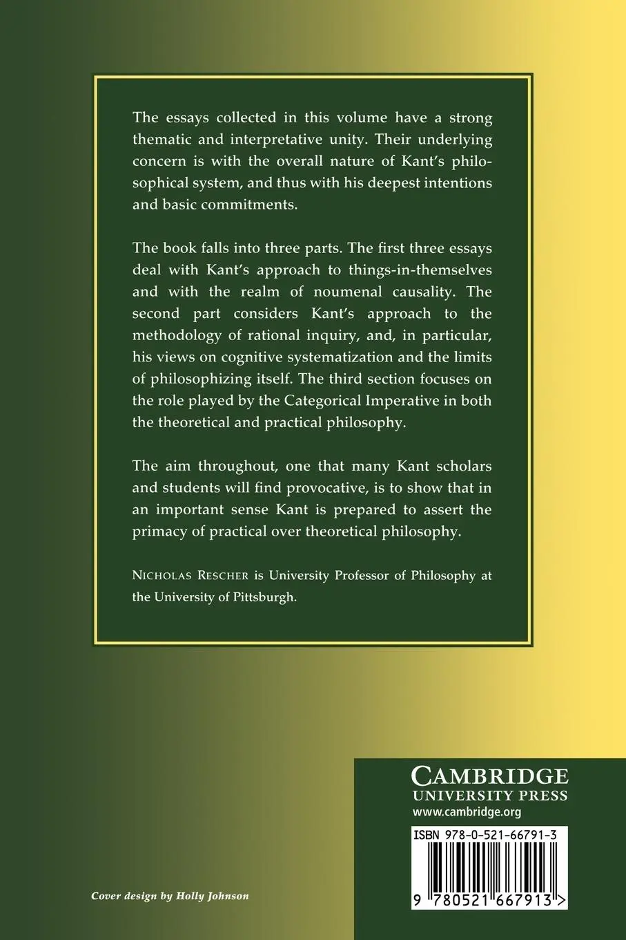 Rückseite: 9780521667913 | Kant and the Reach of Reason | Nicholas Rescher | Taschenbuch | 2010