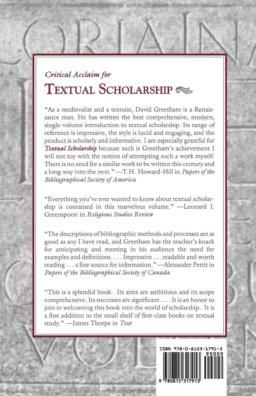 Rückseite: 9780815317913 | Textual Scholarship | An Introduction | David C. Greetham | Buch
