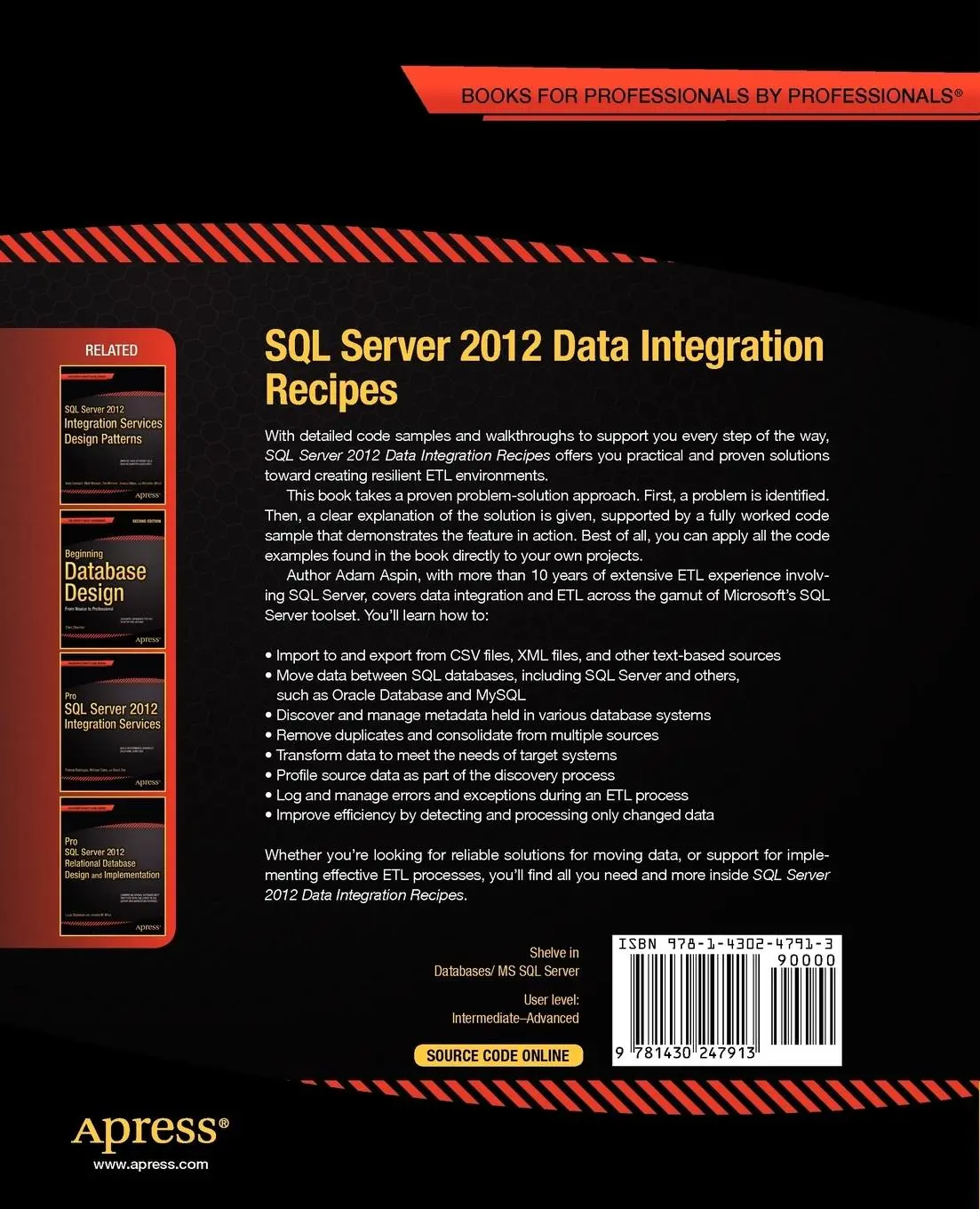 Rückseite: 9781430247913 | SQL Server 2012 Data Integration Recipes | Adam Aspin | Taschenbuch