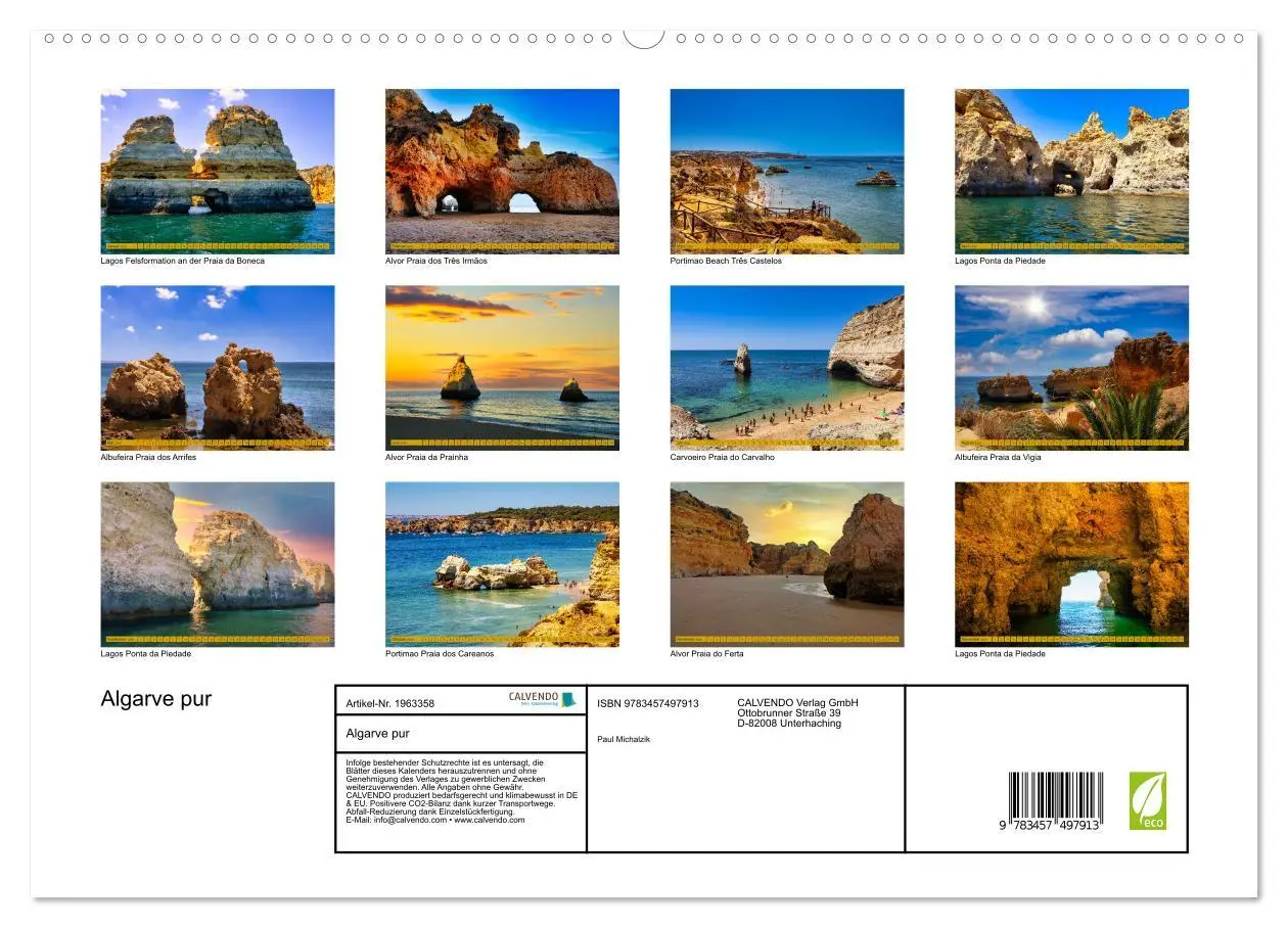 Bild: 9783457497913 | Algarve pur (hochwertiger Premium Wandkalender 2026 DIN A2 quer),...