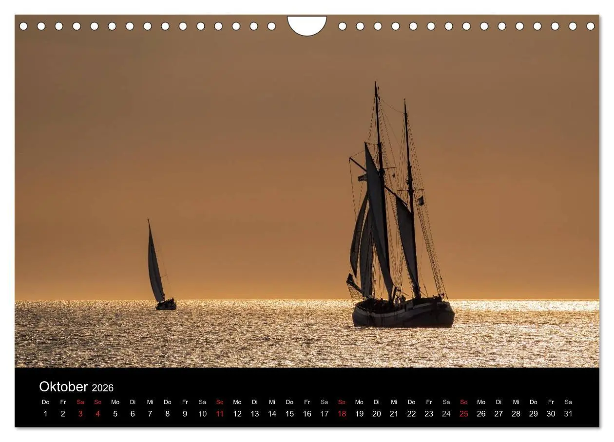 Bild: 9783516037913 | Windjammer auf der Ostsee im Abendlicht (Wandkalender 2026 DIN A4...