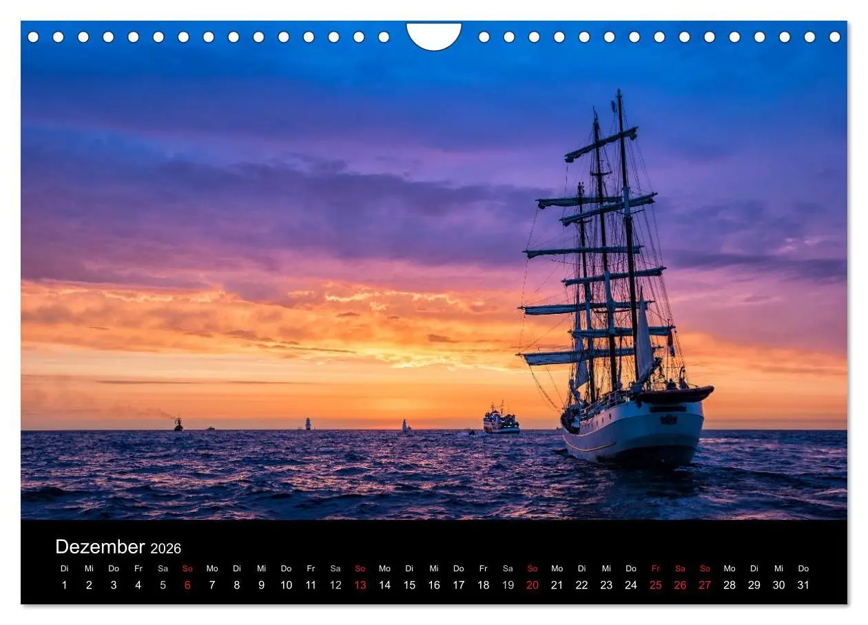 Bild: 9783516037913 | Windjammer auf der Ostsee im Abendlicht (Wandkalender 2026 DIN A4...