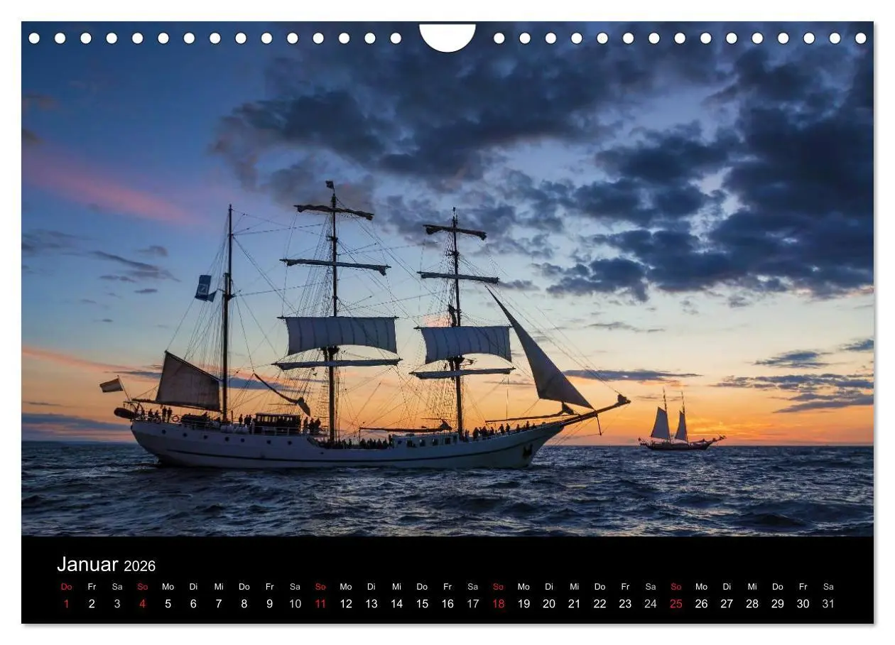 Bild: 9783516037913 | Windjammer auf der Ostsee im Abendlicht (Wandkalender 2026 DIN A4...