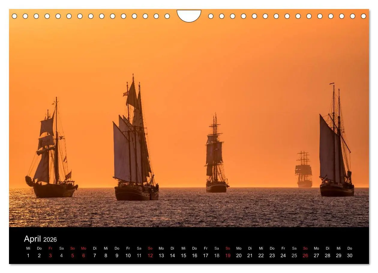 Bild: 9783516037913 | Windjammer auf der Ostsee im Abendlicht (Wandkalender 2026 DIN A4...