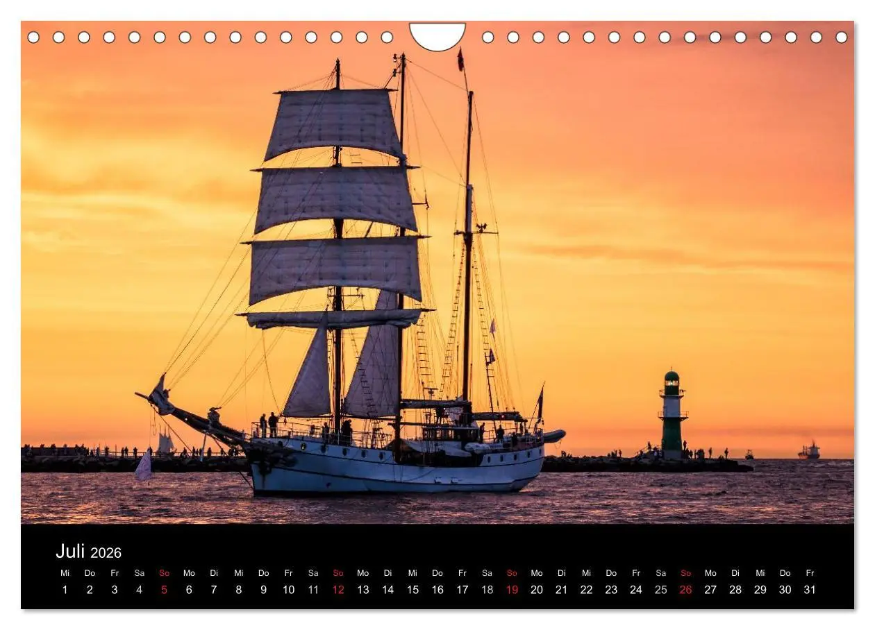 Bild: 9783516037913 | Windjammer auf der Ostsee im Abendlicht (Wandkalender 2026 DIN A4...