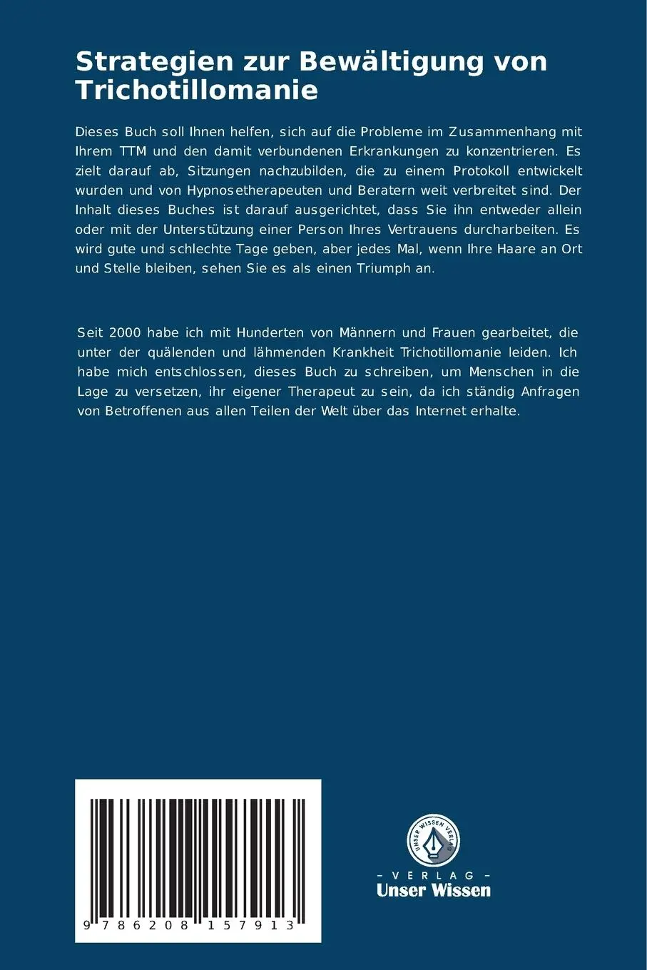 Rückseite: 9786208157913 | Strategien zur Bewältigung von Trichotillomanie | Taschenbuch | 124 S.
