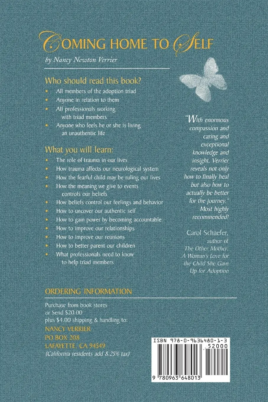Rückseite: 9780963648013 | Coming home to Self | The Adopted Child Grows Up | Nancy N Verrier