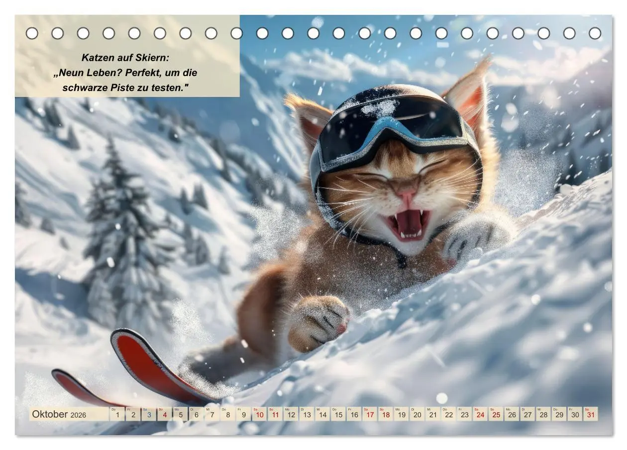 Bild: 9783457388013 | Tierisch lustige Skifahrer (Tischkalender 2026 DIN A5 quer),...
