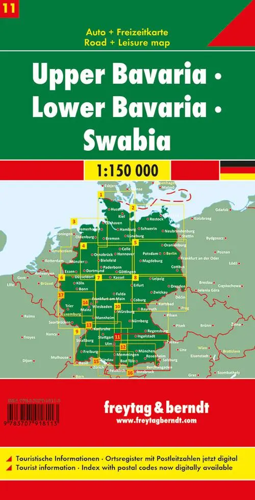 Rückseite: 9783707918113 | Oberbayern - Niederbayern - Schwaben, Autokarte 1:150 000, Blatt 11