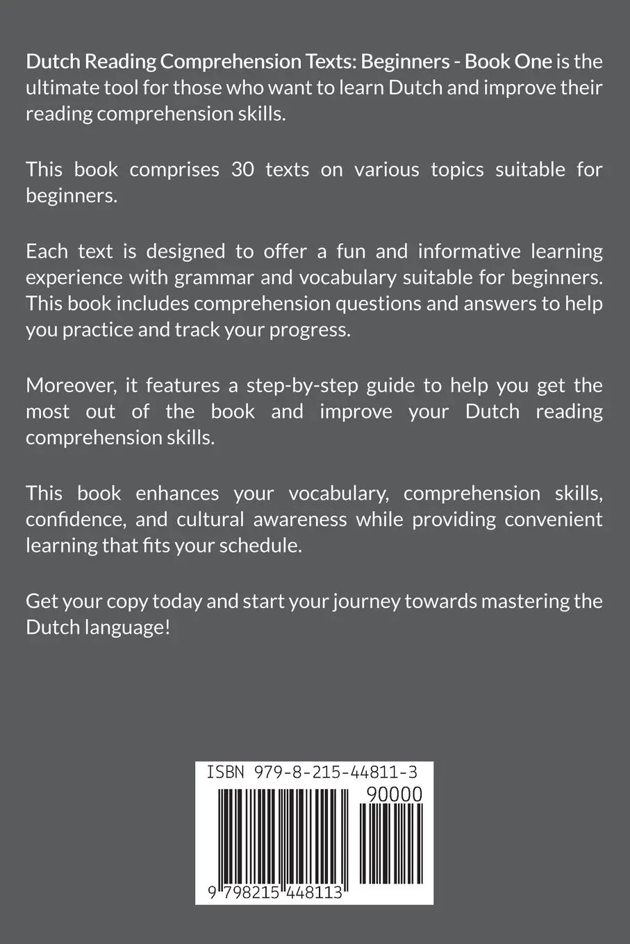 Rückseite: 9798215448113 | Dutch Reading Comprehension Texts | Beginners - Book One | Dubois