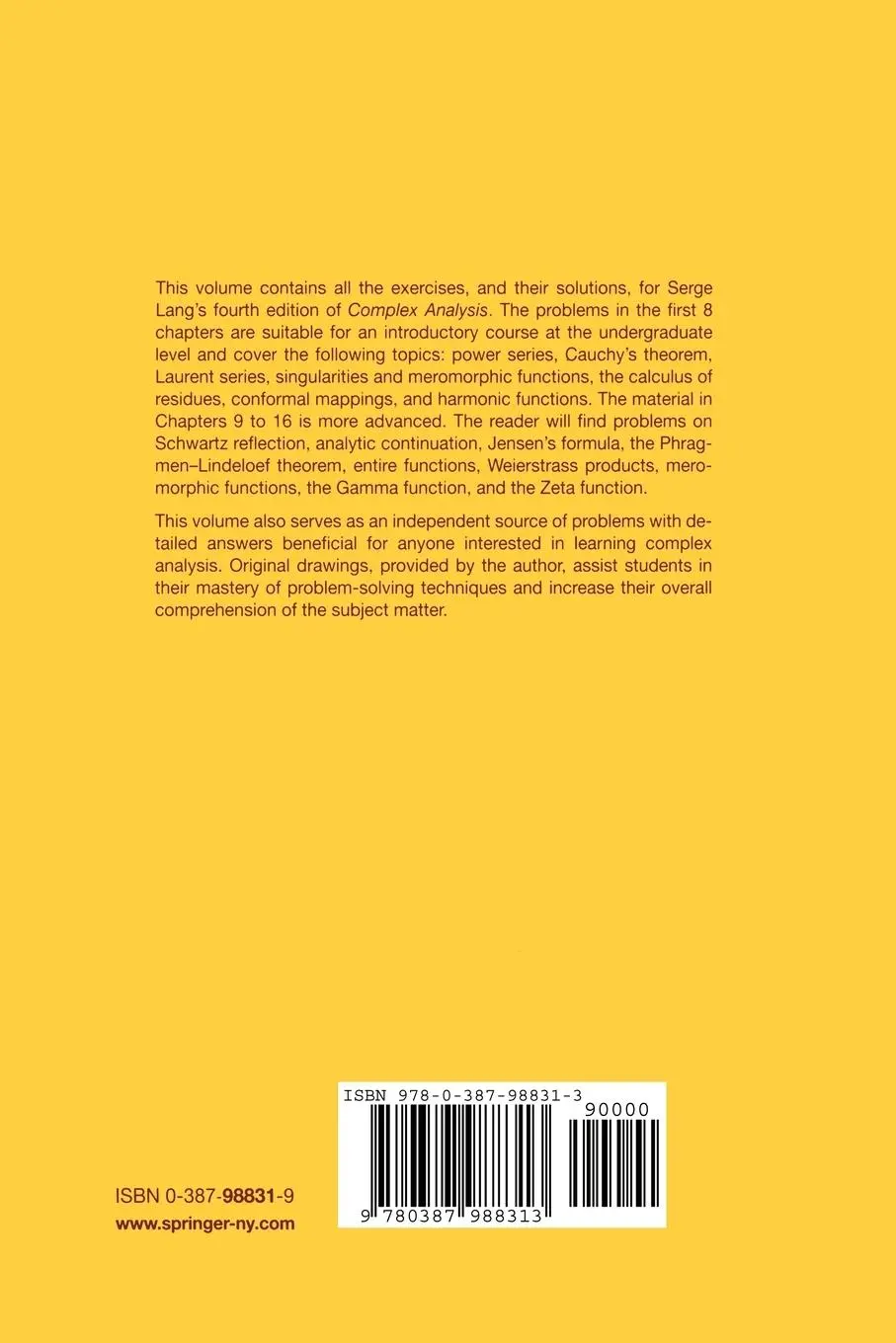 Rückseite: 9780387988313 | Problems and Solutions for Complex Analysis | Rami Shakarchi | Buch