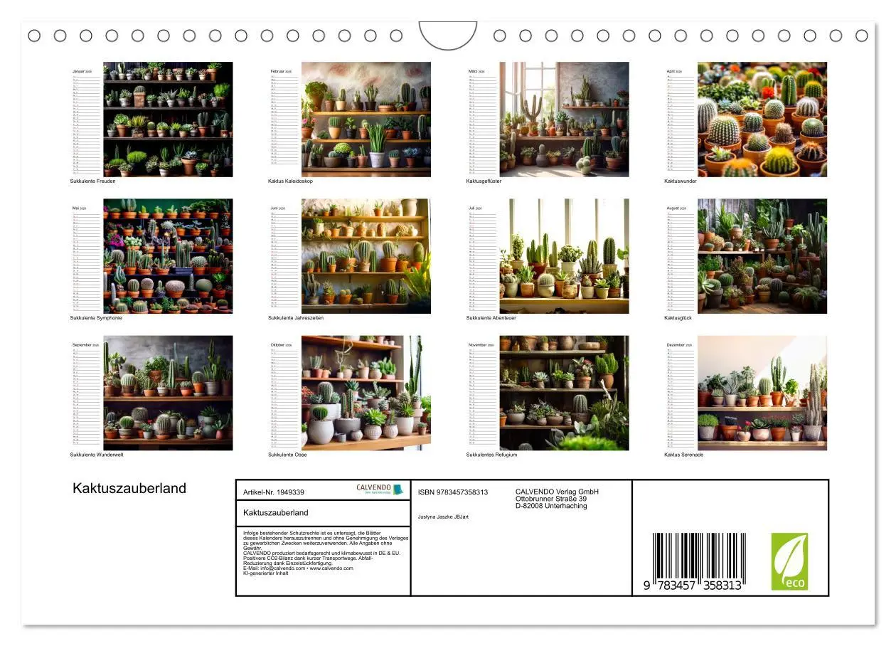 Bild: 9783457358313 | Kaktuszauberland (Wandkalender 2026 DIN A4 quer), CALVENDO...