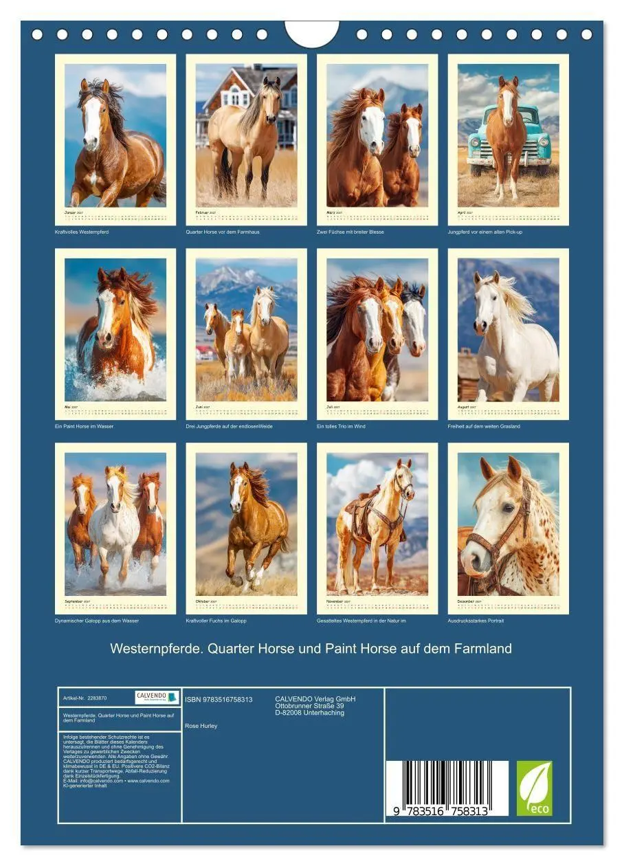 Bild: 9783516758313 | Westernpferde. Quarter Horse und Paint Horse auf dem Farmland...
