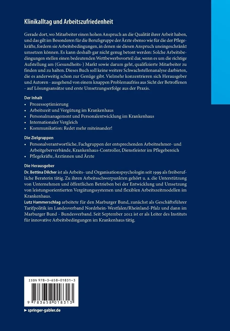 Rückseite: 9783658018313 | Klinikalltag und Arbeitszufriedenheit | Lutz Hammerschlag (u. a.)