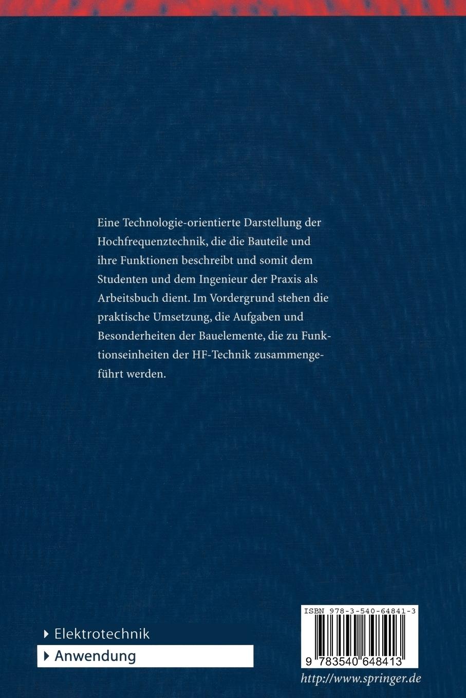 Rückseite: 9783540648413 | Hochfrequenztechnik | Bauelemente und einfache Funktionsgruppen | Buch