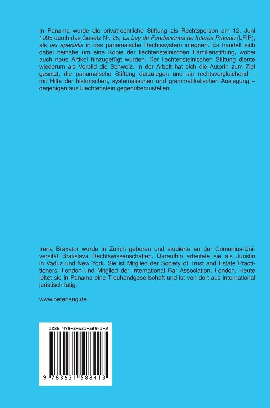 Rückseite: 9783631588413 | Grundlagen der Panama-Stiftung | Helena Manzione-Braxator | Buch