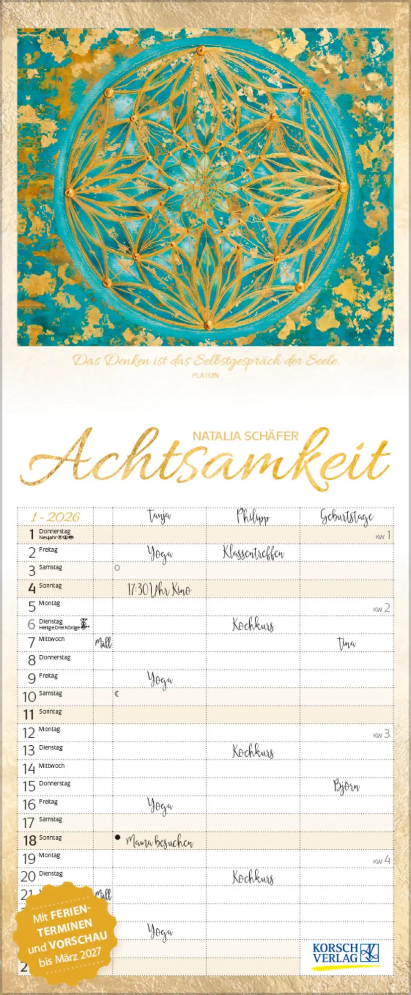 Cover: 9783731888413 | Achtsamkeit Timer für 2 2026 | Verlag Korsch | Kalender | 14 S. | 2027
