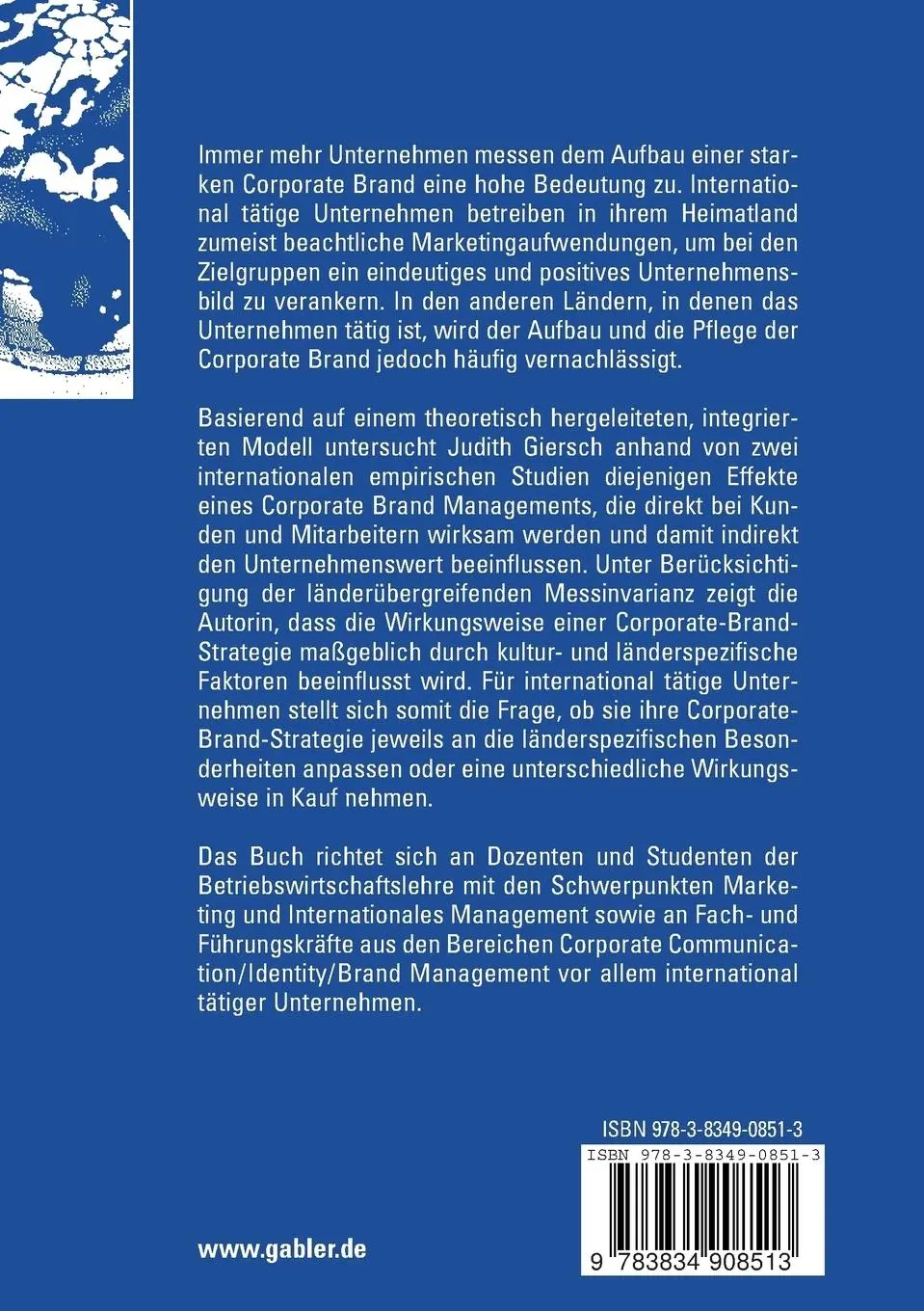 Rückseite: 9783834908513 | Corporate Brand Management international tätiger Unternehmen | Giersch