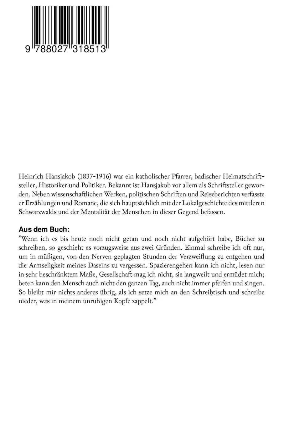 Rückseite: 9788027318513 | Erinnerungen einer alten Schwarzwälderin (Heimatroman) | Hansjakob