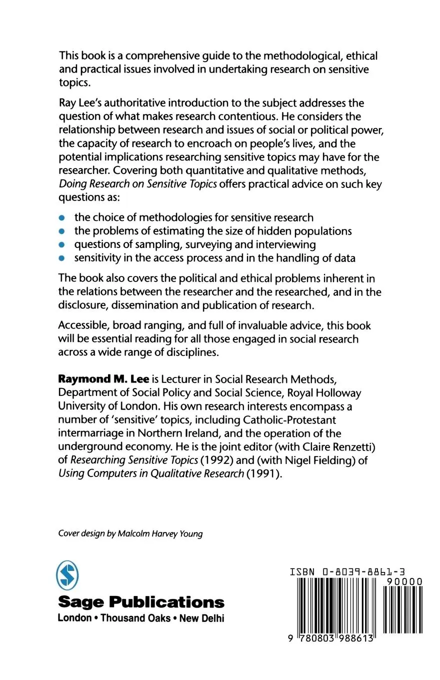 Rückseite: 9780803988613 | Doing Research on Sensitive Topics | Raymond M Lee | Taschenbuch
