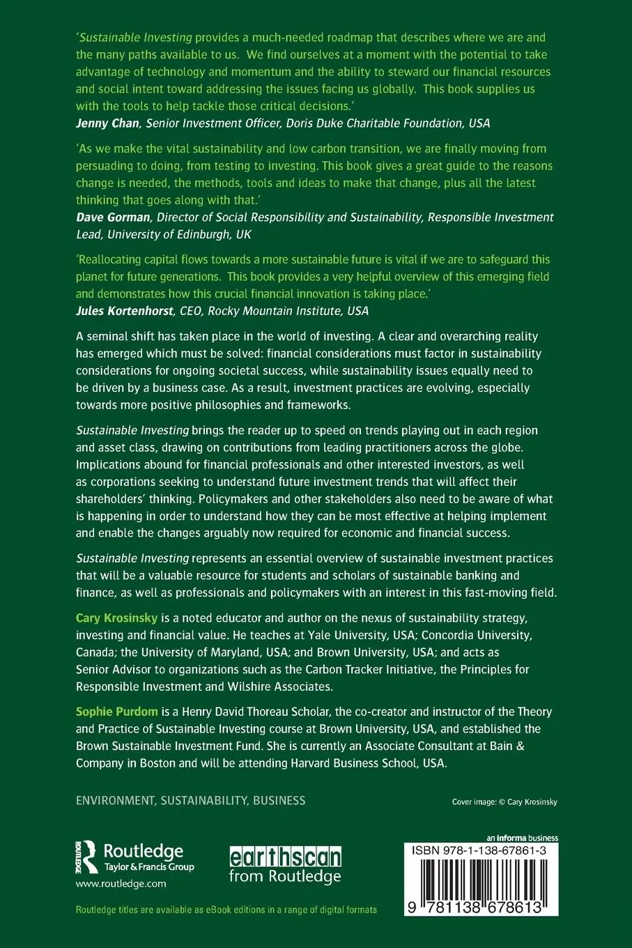 Rückseite: 9781138678613 | Sustainable Investing | Revolutions in theory and practice | Buch