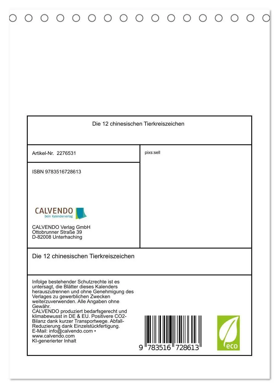 Bild: 9783516728613 | Die 12 chinesischen Tierkreiszeichen (Tischkalender 2026 DIN A5...