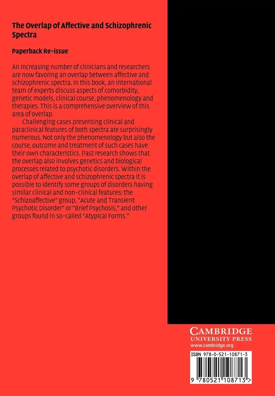 Rückseite: 9780521108713 | The Overlap of Affective and Schizophrenic Spectra | Marneros (u. a.)