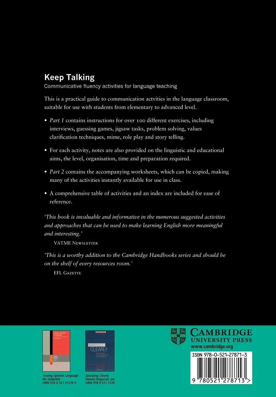 Rückseite: 9780521278713 | Keep Talking | Communicative Fluency Activities for Language Teaching