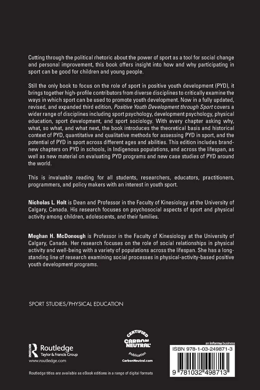 Rückseite: 9781032498713 | Positive Youth Development through Sport | Nicholas L. Holt (u. a.)