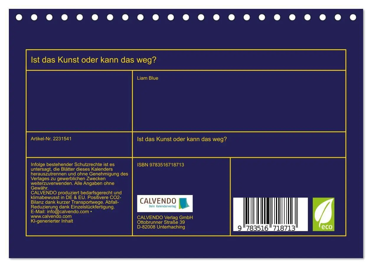 Bild: 9783516718713 | Ist das Kunst oder kann das weg? (Tischkalender 2026 DIN A5 quer),...