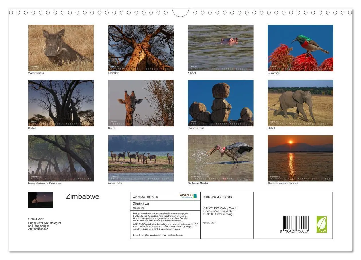 Bild: 9783435768813 | Zimbabwe (Wandkalender 2025 DIN A3 quer), CALVENDO Monatskalender