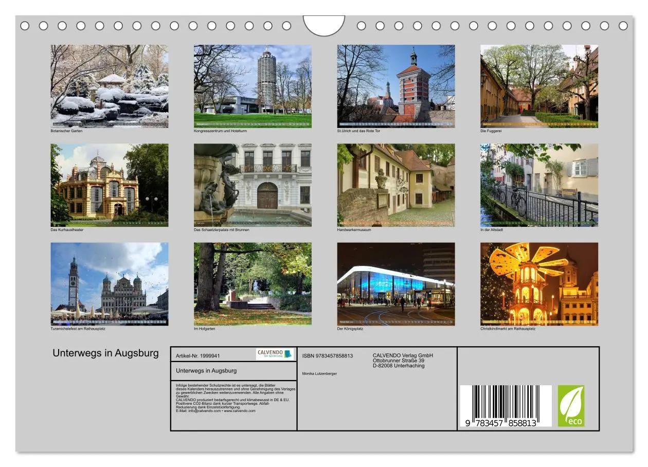 Bild: 9783457858813 | Unterwegs in Augsburg (Wandkalender 2026 DIN A4 quer), CALVENDO...
