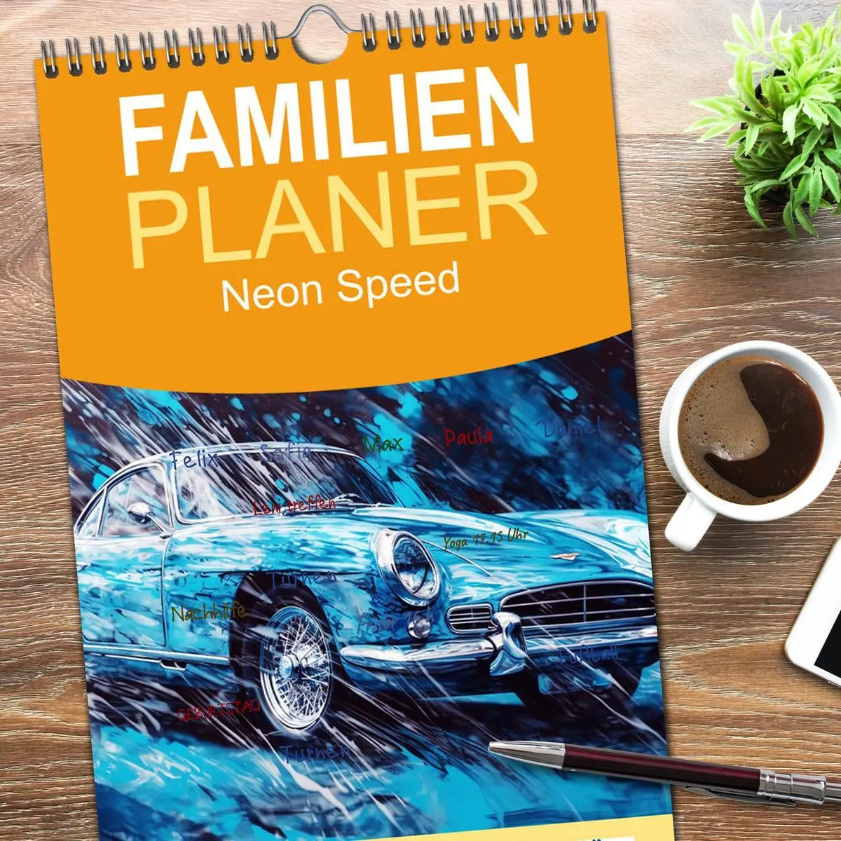 Bild: 9783516498813 | Familienplaner 2026 - Neon Speed mit 5 Spalten (Wandkalender, 21 x...