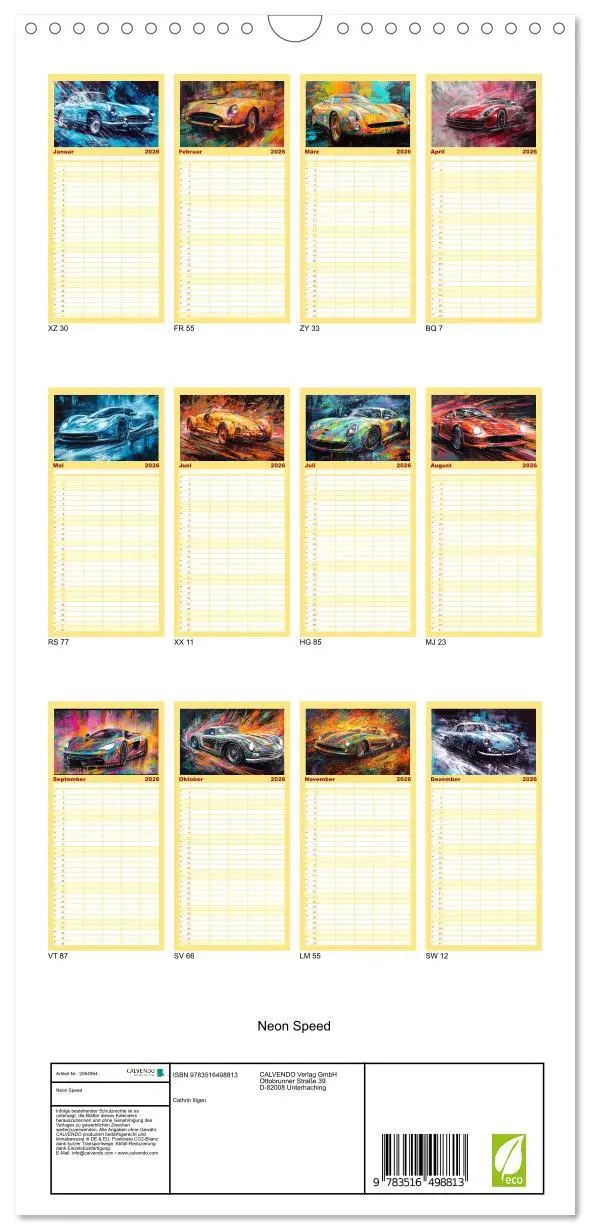 Bild: 9783516498813 | Familienplaner 2026 - Neon Speed mit 5 Spalten (Wandkalender, 21 x...
