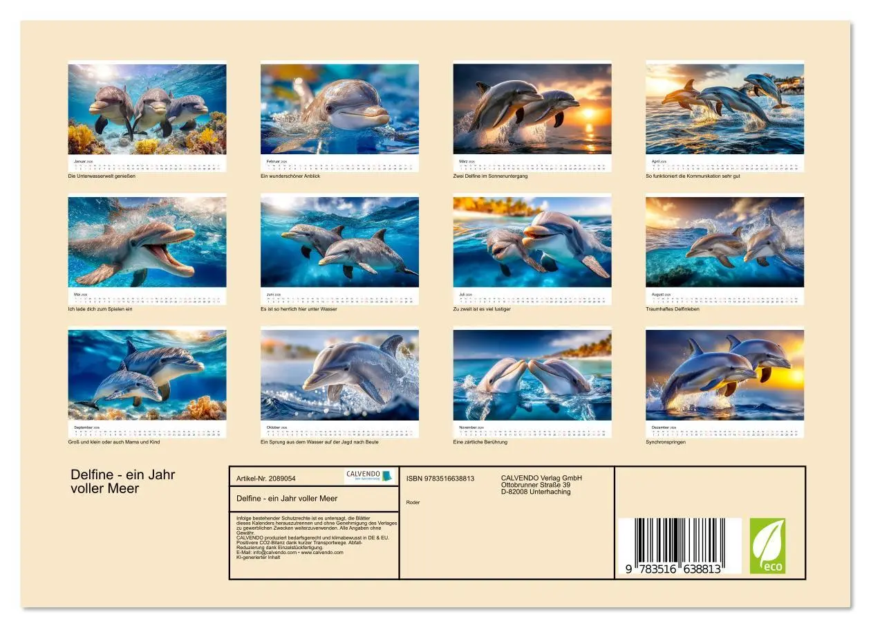 Bild: 9783516638813 | Delfine - ein Jahr voller Meer (Wandkalender 2026 DIN A4 quer),...